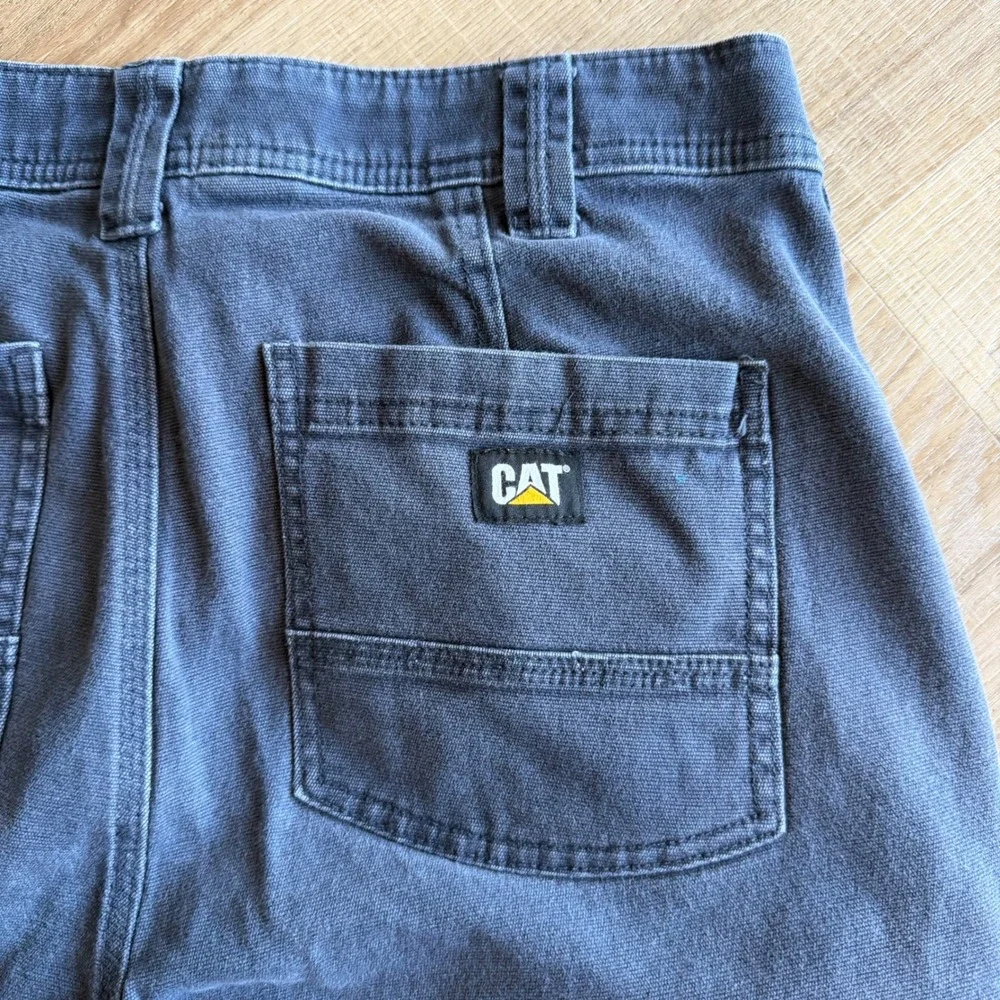 CAT Caterpillar Mens 32x30 Navy Blue Canvas Work Pants Straight Leg Stretch